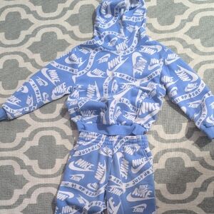 Nike Blue and White Logo Hoodie Set